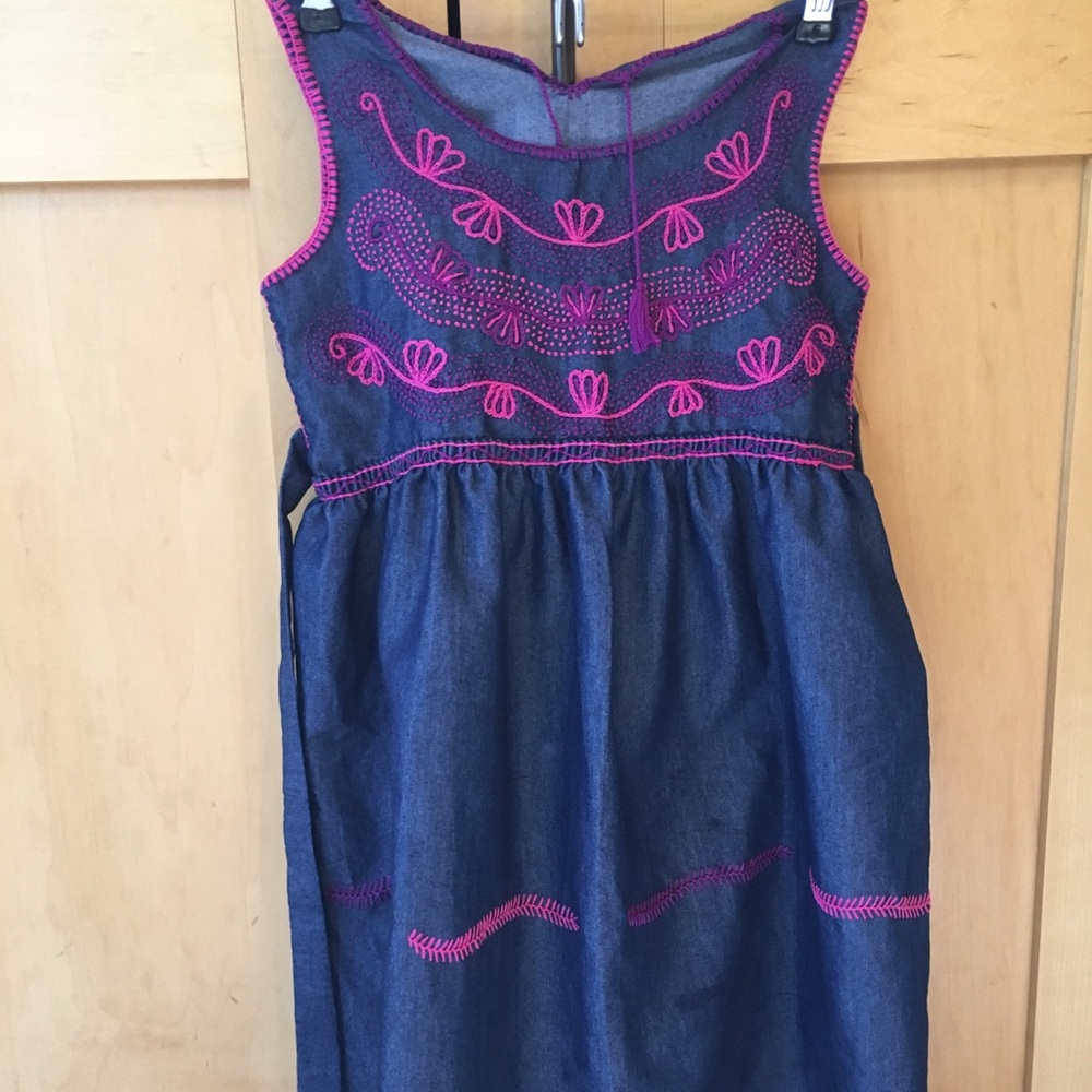 Embroidered Denim Dress Handmade